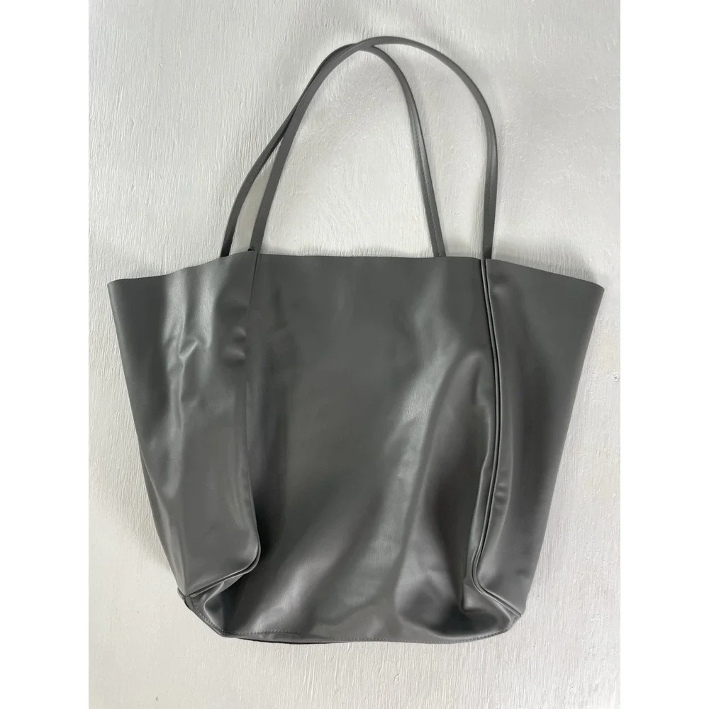 H&M Coated tote bag in grey Shoulder Purse Classic Women Medium Size‎